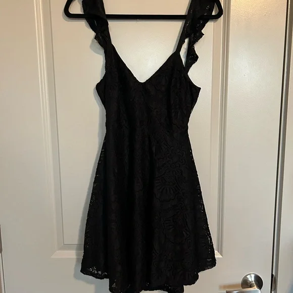 Lulus Tie-Back Black Lace Dress - Picture 2 of 6